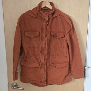 Universal Thread Rust Distressed Vintage Looking Hooded Jacket, M, Safari Chic